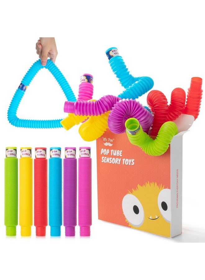 Mr. Pen Pop Tubes Sensory Toys 6 Pack Large Pop Tubes Pop Tube Pop Tubes Fidget Toys Fidget Tube Sensory Tubes For Toddlers Tubes For Kids Sensory Fidget Tubes Sensory Tube  - Image 1
