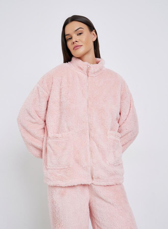 ستايلي طقم بيجاما من بنطال وبلوزة فليس بسحَّاب غلق - Image 2