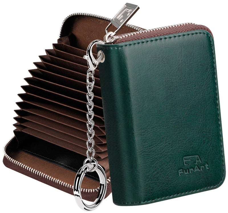 FurArt Zipper Wallet Women, RFID Blocking Credit Card Wallet, Business Card Holder, Compact Size KeyChain Wallet - Image 1