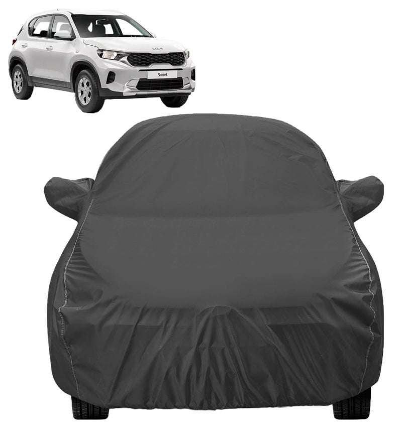 Auto Hub Car Cover Compatible with Kia Sonet with Mirror Pocket, Dustproof, Heat Resistant, Triple Stitched, Sonet Car Cover- Grey - Image 1
