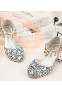 Best Gift Fashion Children High Heel Princess Kids Leather Shoes Summer New Girls Sandals Flower Casual Glitter Crystal Student Party Banquet Shoe  - Image 1