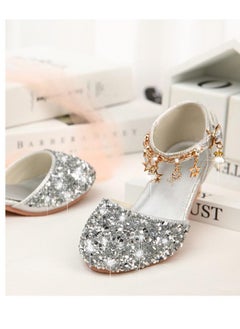 Best Gift Fashion Children High Heel Princess Kids Leather Shoes Summer New Girls Sandals Flower Casual Glitter Crystal Student Party Banquet Shoe  - Image 4
