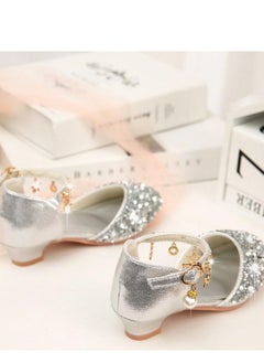 Best Gift Fashion Children High Heel Princess Kids Leather Shoes Summer New Girls Sandals Flower Casual Glitter Crystal Student Party Banquet Shoe  - Image 3