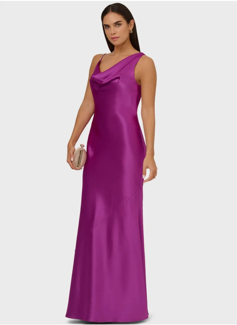 AIDAN MATTOX Cowl Neck Tiered Dress