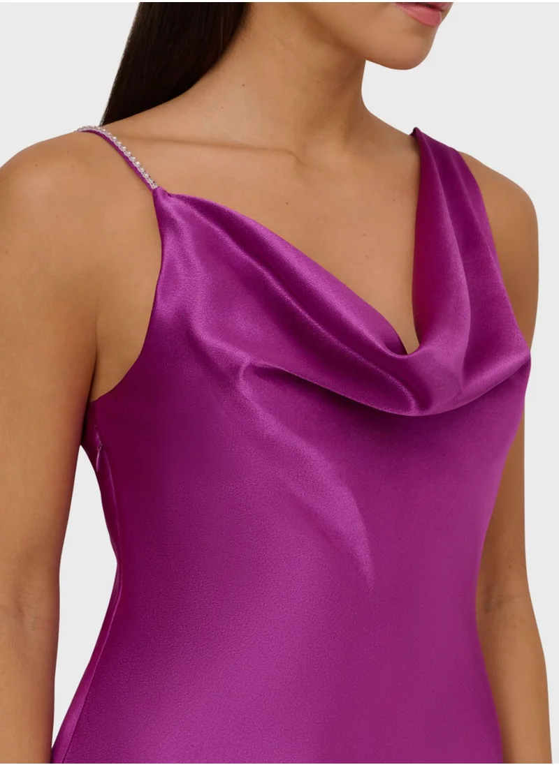 AIDAN MATTOX Cowl Neck Tiered Dress