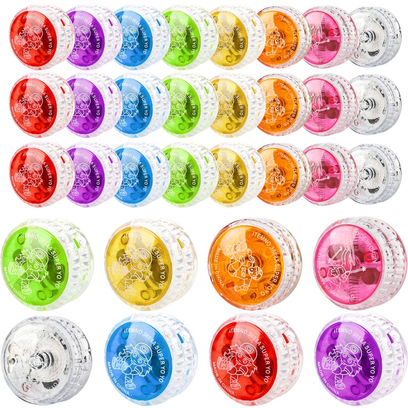 Flahard 32 Pcs Colorful Light up Yo Yo Ball Bulk LED Responsive Ball Auto Return Bearing Balls Yoyo for Kids Beginner Birthday Classroom Bag Fillers Prizes Gifts 8 Colors - Image 3