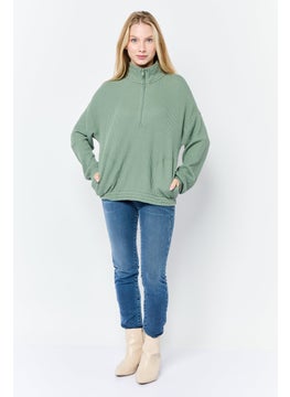 Aerie Women High Neck Knitted Sweater, Olive  - Image 4