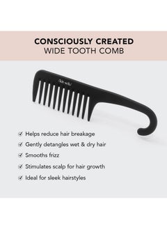 Kitsch Kitsch Wide Tooth Detangler Comb - Curved Handle for Curly, Wet & Thick Hair, Black Shower Comb for Women  - Image 3