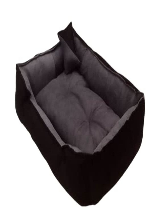 Gorgeous Latest Unique Beds,Sofa Style Velvet Round Bed for Dog and Cat (Red,Black)-Small (S, Grey & Black) - Image 4