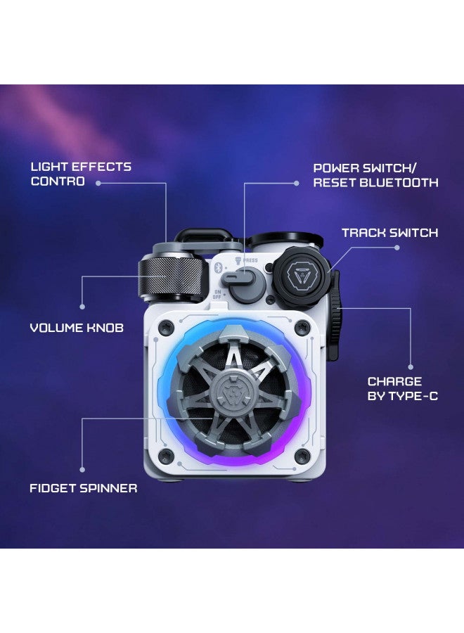 Muzen Cyber Cube-Pro Bluetooth Speaker, Bluetooth 5.0, Portable Speaker with Fidget Spinner, Crystal Clear Sound with RGB Led Light Wireless Speaker, Waterproof Speakers for Indoor Outdoor - Image 4