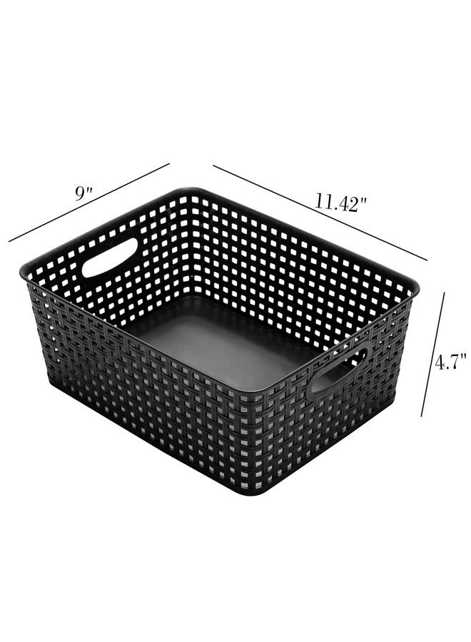 Eslite Plastic Storage Baskets for Organizing,11.42"X9"X4.7",Pack of 4 (Black) - Image 2
