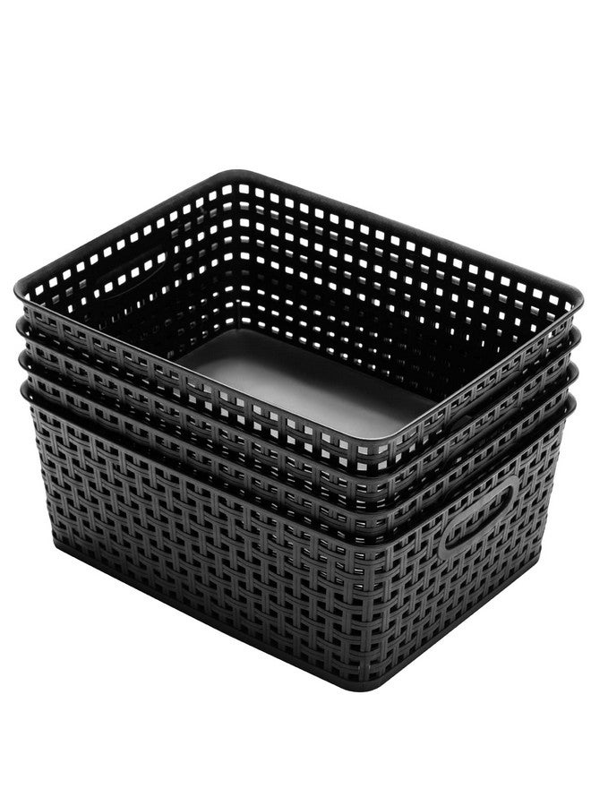 Eslite Plastic Storage Baskets for Organizing,11.42"X9"X4.7",Pack of 4 (Black) - Image 3