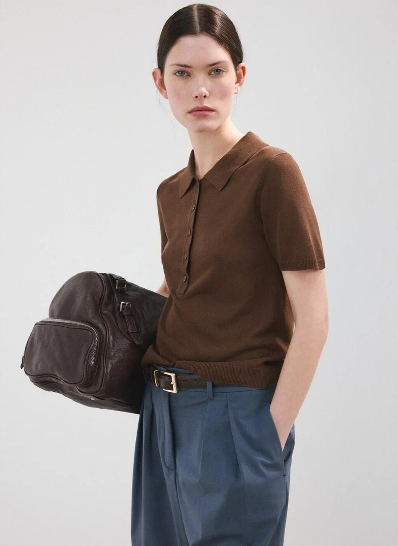 مانجو Knitted polo-neck sweater