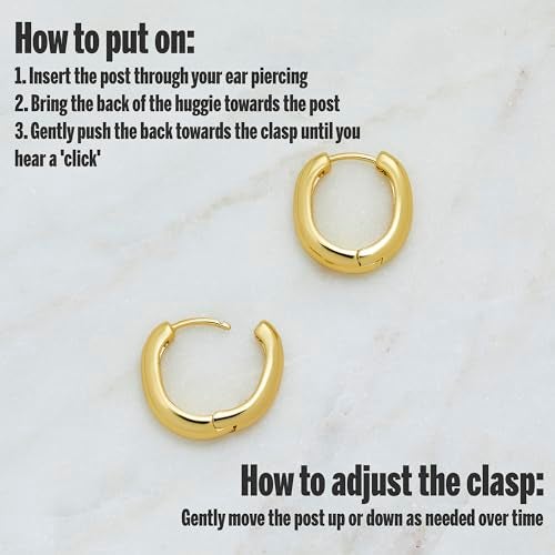 MILLA 14k Gold Plated Huggie Earrings Set - Hypoallergenic 12mm Lightweight Y2K Preppy Ear Huggers - Image 5