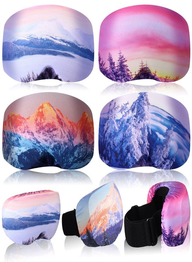 Civaner 4 Pieces Ski Snowboard Goggle Cover Sleeve, Goggle Cover Microfiber Protective Lens Scratch Dust Protection for Travel Apres (Sunset Pattern) - Image 1