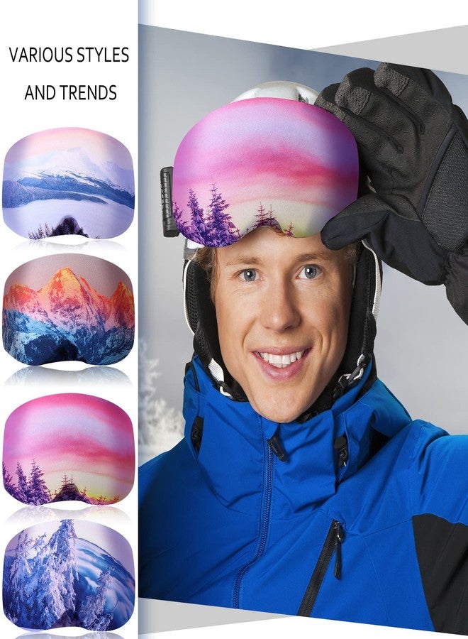 Civaner 4 Pieces Ski Snowboard Goggle Cover Sleeve, Goggle Cover Microfiber Protective Lens Scratch Dust Protection for Travel Apres (Sunset Pattern) - Image 5