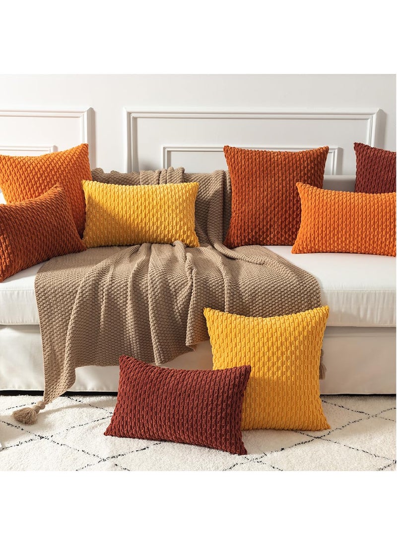 K KEVIN TEXTILE Kevin Textile Pack of 2 Corduroy Decorative Throw Pillow Covers 26x26 Inch Soft Boho Striped Pillow Covers Modern Farmhouse Home Decor for Spring Sofa Living Room Couch Bed Burnt Brick  - Image 5
