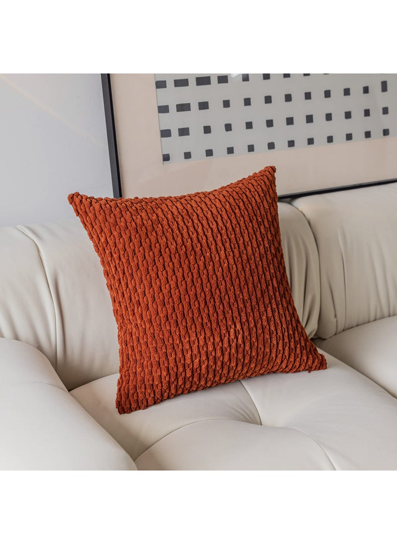 K KEVIN TEXTILE Kevin Textile Pack of 2 Corduroy Decorative Throw Pillow Covers 26x26 Inch Soft Boho Striped Pillow Covers Modern Farmhouse Home Decor for Spring Sofa Living Room Couch Bed Burnt Brick  - Image 4