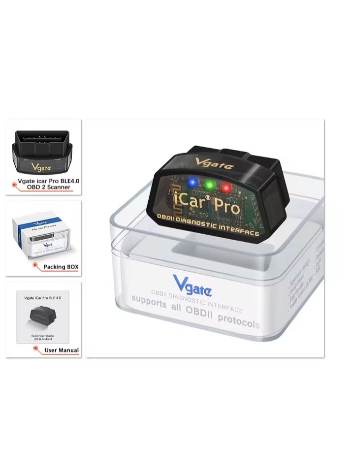 في جايت سكانر أعطال OBD2 ‏Vgate iCar Pro، محول ELM327، بلوتوث 4.0 (BLE) / واي فاي، متوافق مع Android وiOS - Image 2