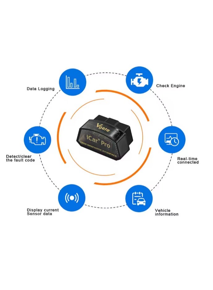 في جايت سكانر أعطال OBD2 ‏Vgate iCar Pro، محول ELM327، بلوتوث 4.0 (BLE) / واي فاي، متوافق مع Android وiOS - Image 3