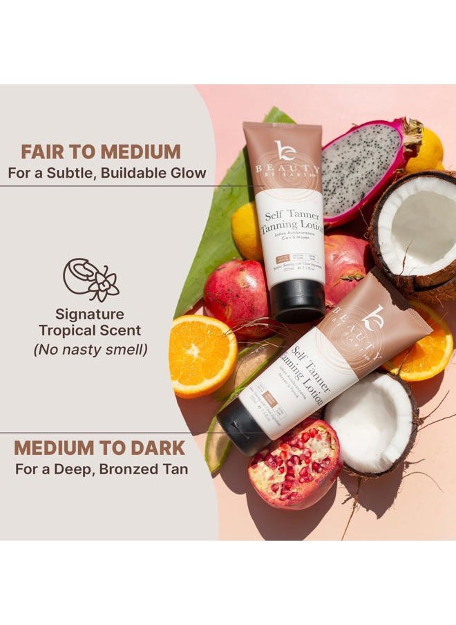 Beauty by Earth - Self Tanner - USA Made with Natural & Organic Ingredients, Moisturizing Self Tanning Lotion with Aloe Vera & Coconut for a Natural Glow, Streak-Free Fake Tan, Medium to Dark - Image 1