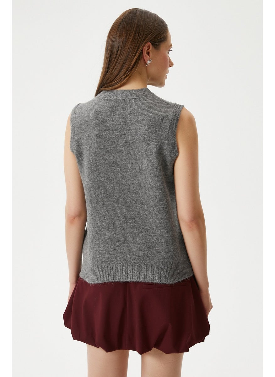 Ritnice - Women's Bow Anthracite Knitted Sweater - Image 1