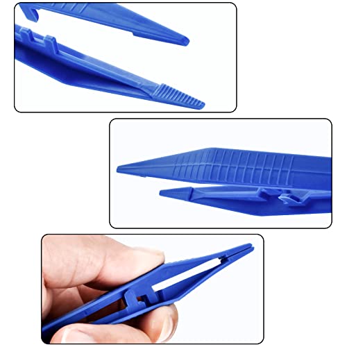 AccEncyc 30 Pcs DisposableTweezers Bulk Pack Blue 5 Inch Plastic Tweezers for Home, School and Lab - Image 2