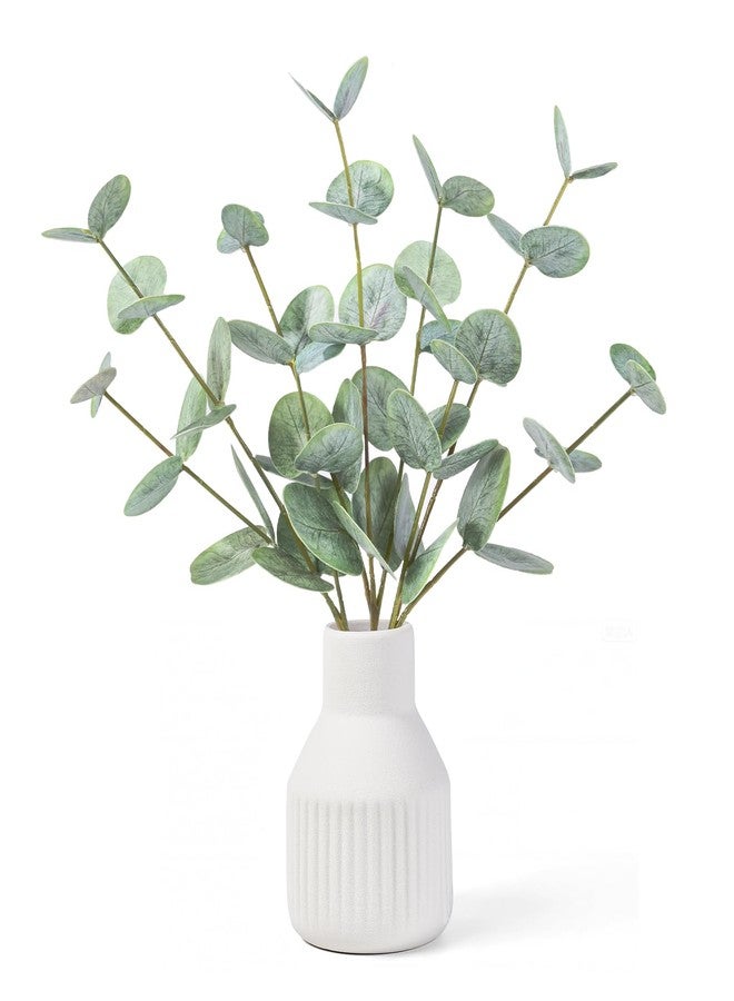 FIACO Artificial Eucalyptus Stems in Ceramic Vase, 14" Fake Plants for Home Decor, Coffee Table Centerpiece Bathroom Shelf Dining Table Farmhouse Faux Greenery Plants Indoor Decorations - Image 1