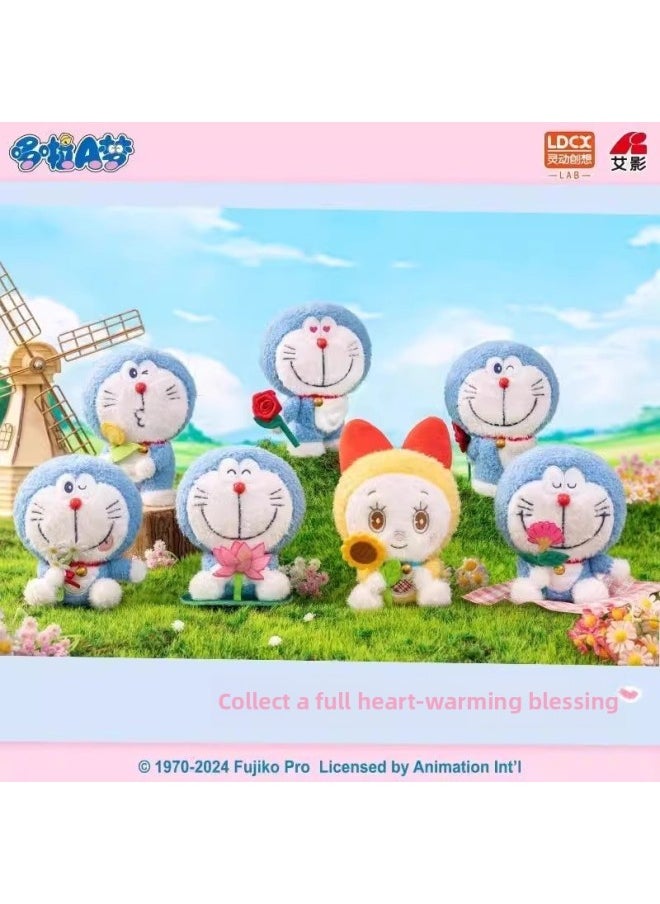 Smart Genuine Doraemon Flower Language Blessing Plush Trendy Play Blind Box Fun Desktop Ornaments Toy Pendant Doll-Color:Doraemon-flower Blessings [3 Random]-Specification:Blind Box Returns And Exchanges Are Not Supported After Unpacking