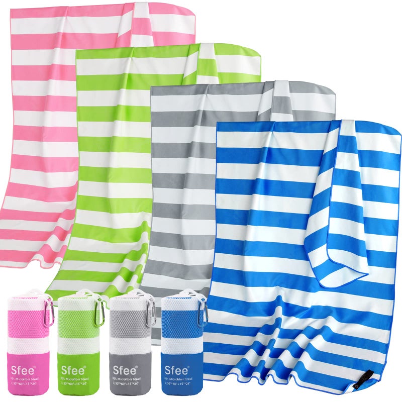 Sfee 4 Pack8Pcs Microfiber Travel Towel Beach Towel Quick Dry Towel Camping Towel Super Absorbent Compact Lightweight Sports Gym Towels for Beach Gym Hiking Pool Backpacking Bath Yoga