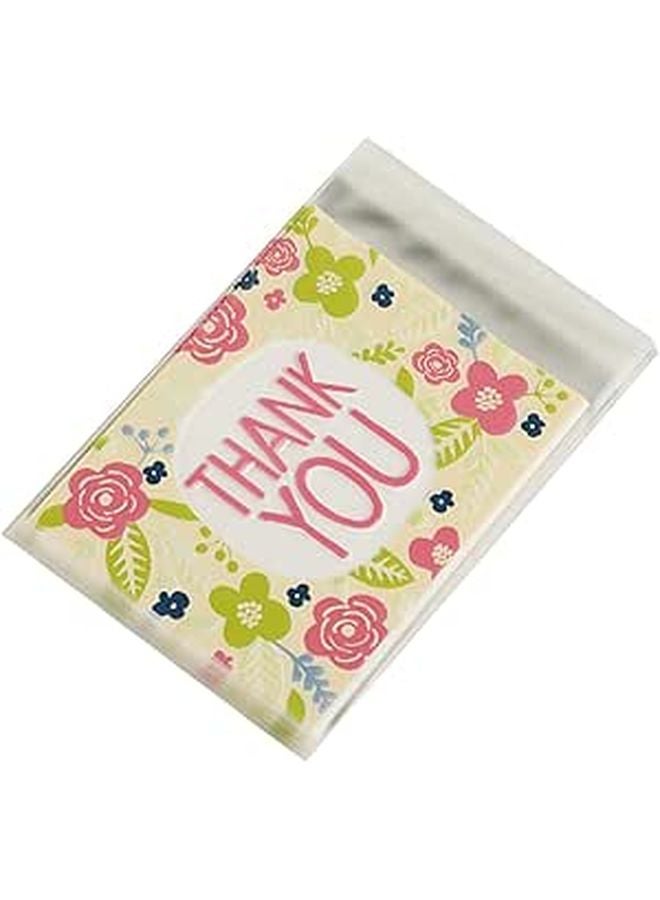 Self Adhesive Floral Cellophane Treat Bags 100pcs For Cookies Baking Party Packaging - Image 1