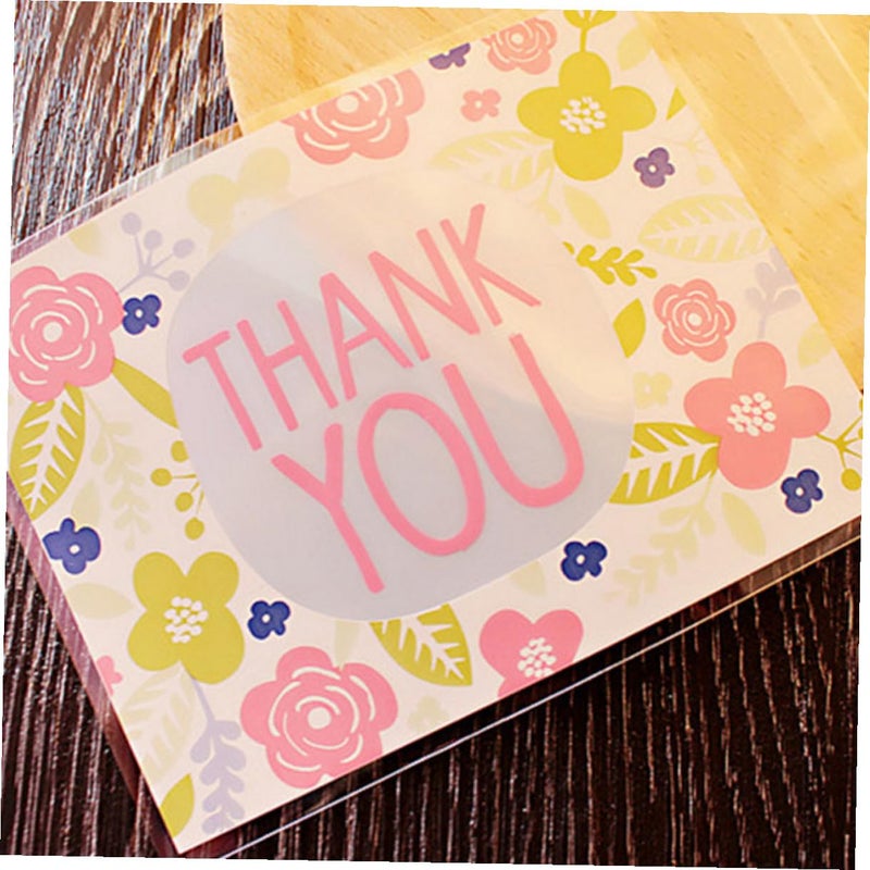 Self Adhesive Floral Cellophane Treat Bags 100pcs For Cookies Baking Party Packaging - Image 5
