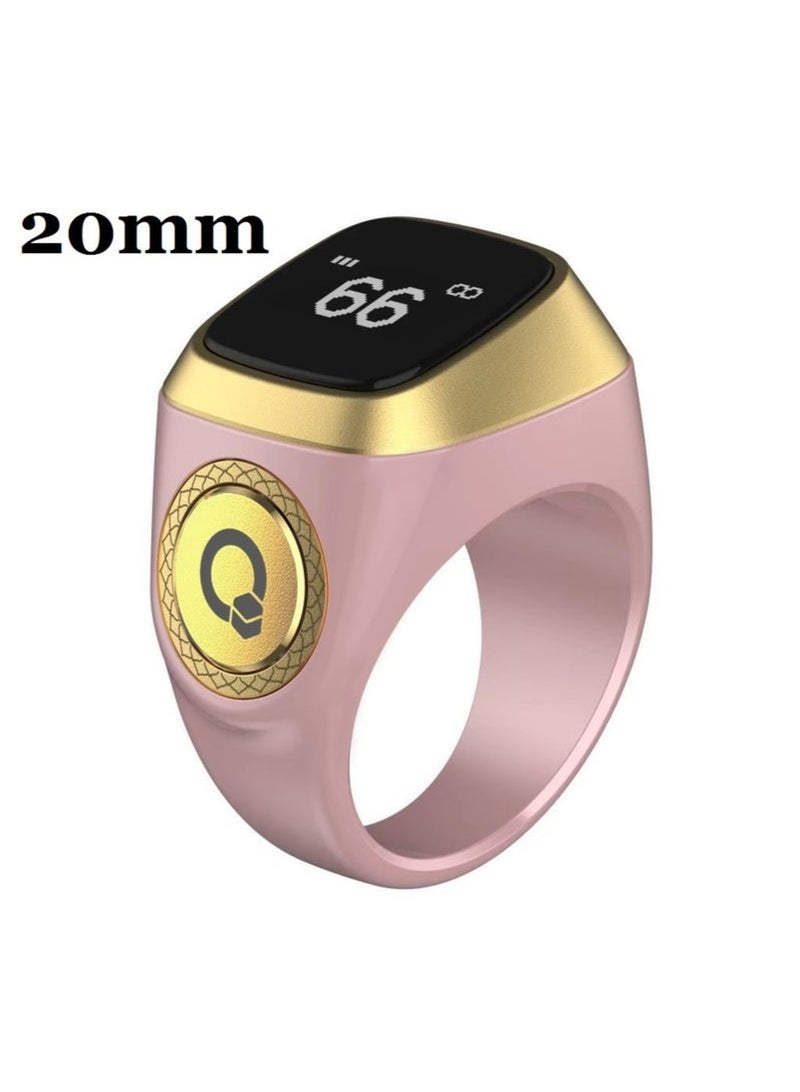 Digital Finger Counter, Smart Tasbeeh Zikr Ring, Rechageable Bluetooth Smart Finger Counter for Prayer Islamic Tasbih Muslims, 5 Prayer Time Reminders Ring (Rose Gold-20mm) - Image 4