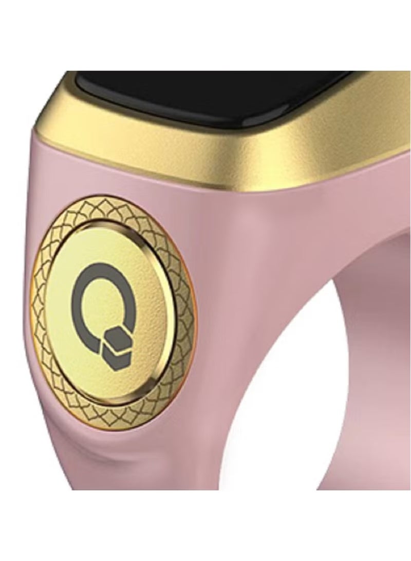 Digital Finger Counter, Smart Tasbeeh Zikr Ring, Rechageable Bluetooth Smart Finger Counter for Prayer Islamic Tasbih Muslims, 5 Prayer Time Reminders Ring (Rose Gold-20mm) - Image 5