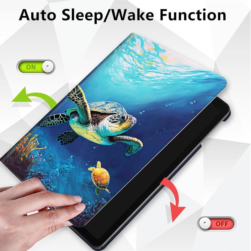 Mxfdegf Case for 6" Amazon Kindle 10th Generation (2019 Released),Mxfdegf 360 Degree Swiveling Stand Protective Cover with Auto Sleep/Wake,for 6" Kindle 10th Gen 2019,Ocean Sea Turtle Fish - Image 2