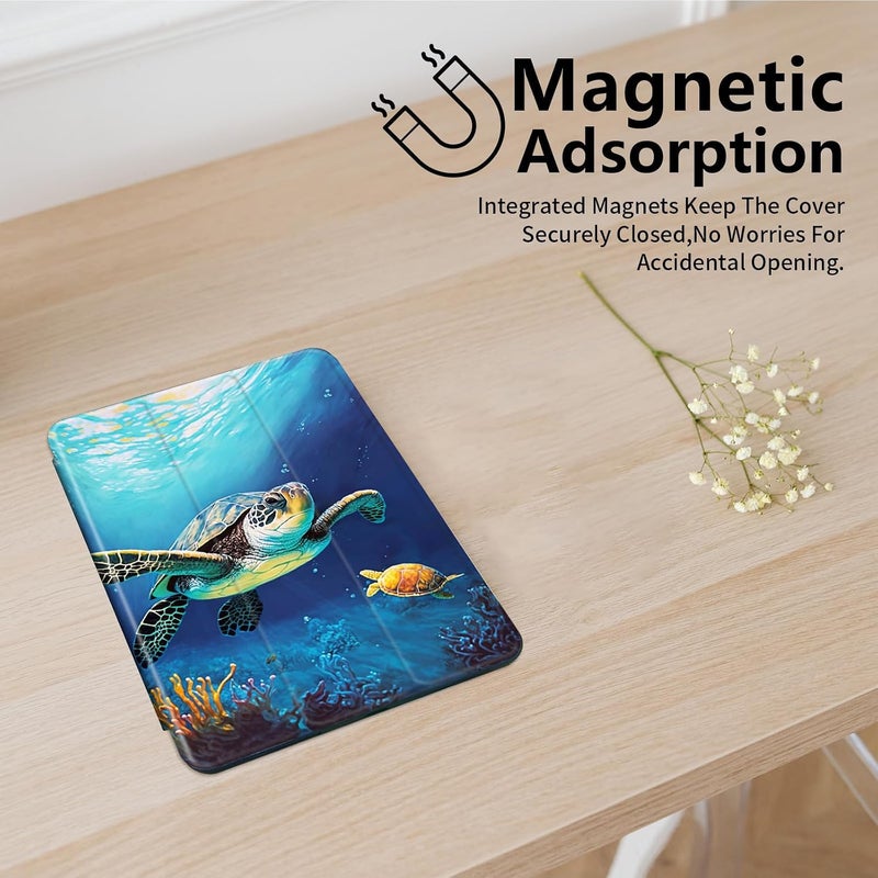 Mxfdegf Case for 6" Amazon Kindle 10th Generation (2019 Released),Mxfdegf 360 Degree Swiveling Stand Protective Cover with Auto Sleep/Wake,for 6" Kindle 10th Gen 2019,Ocean Sea Turtle Fish - Image 3