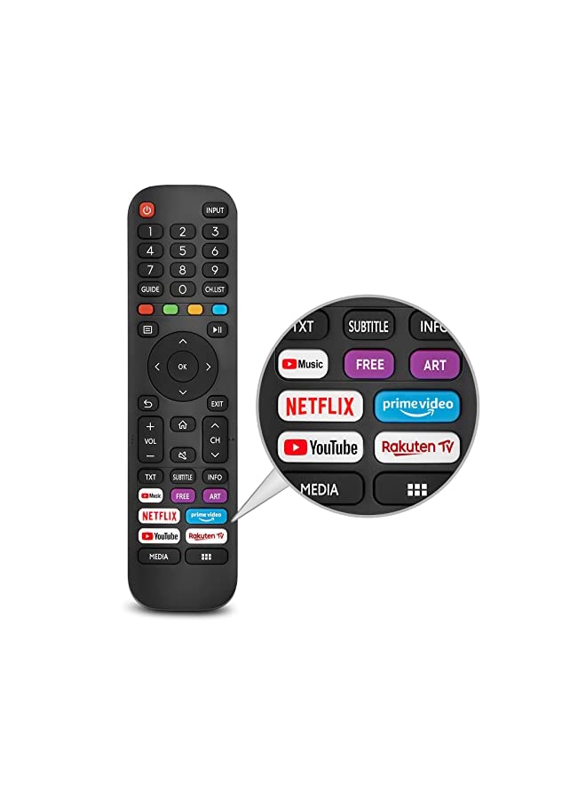 بروماس بديل عالمي لجهاز التحكم عن بعد Hisense-VIDAA-TV، جهاز التحكم عن بعد Hisense الجديد بالأشعة تحت الحمراء EN2G30H/EN2A30، مع Netflix، Prime Video، YouTube، أزرار تلفزيون Rakuten - Image 2