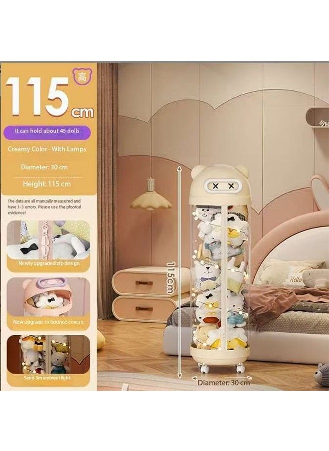 JCB CHIC - Stuffed Animal Storage Tube, Transparent Stuffed Toy Display Tube , Vertical Toy Storage Tube With Wheels, Plush Tube Storage Organizer Display Tube（115CM） - Image 1