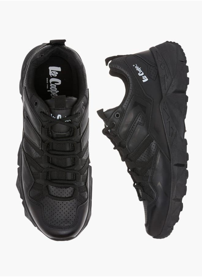 Lee Cooper Mens Panelled Lace-Up Sneakers With Pull Tab  - Image 2