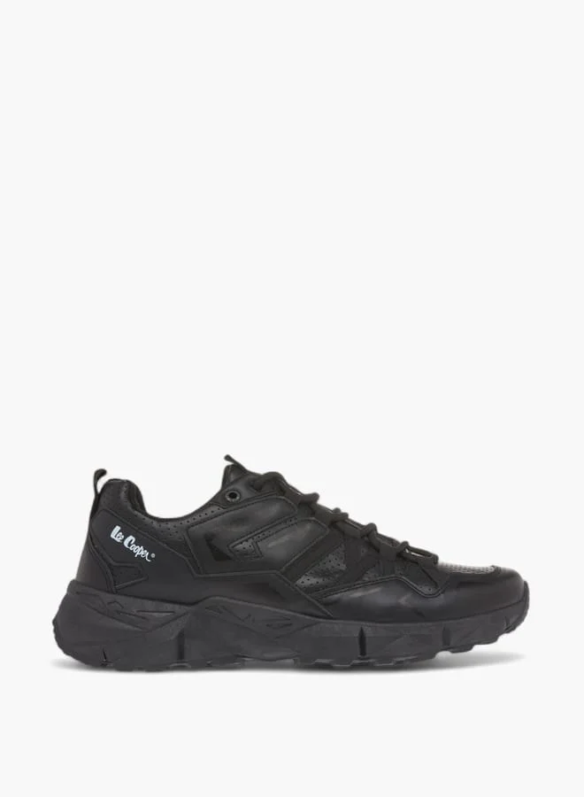 Lee Cooper Mens Panelled Lace-Up Sneakers With Pull Tab