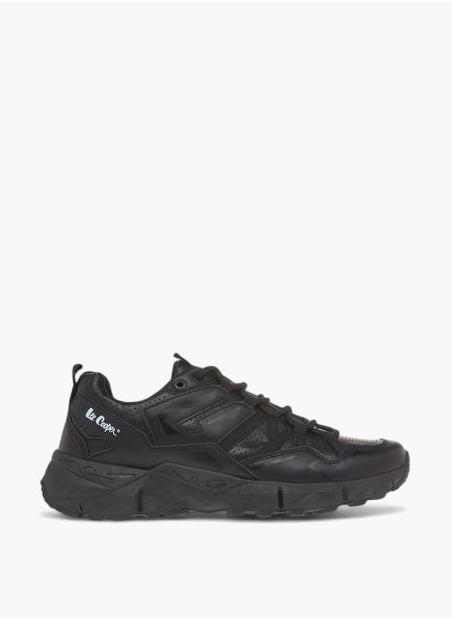 Lee Cooper Mens Panelled Lace-Up Sneakers With Pull Tab  - Image 3