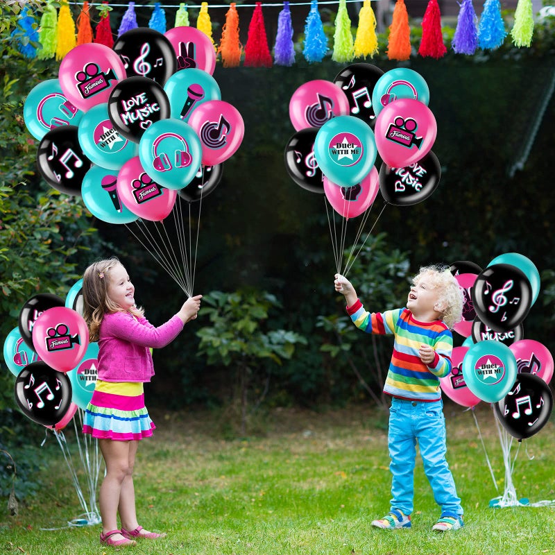 Suilung 45 Pcs 12 Inch Music Party Decorations, Balloons with Music Note Signs, Ribbon Included, Musics Birthday Party Supplies for Karaoke, Dj, Concert and Musics Theme Parties - Image 4
