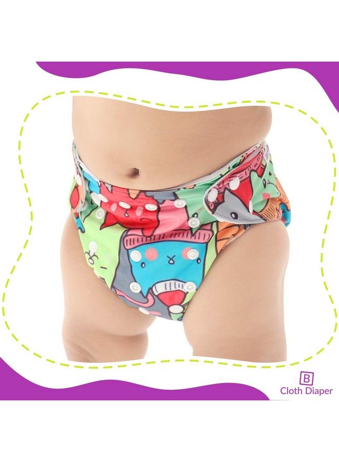 BEMBIKA Baby'S Polyester Washable Reusable Adjustable Cloth Diapers Combo (Neo Cat Doodle + Pencil 0 2 Years) - Image 3
