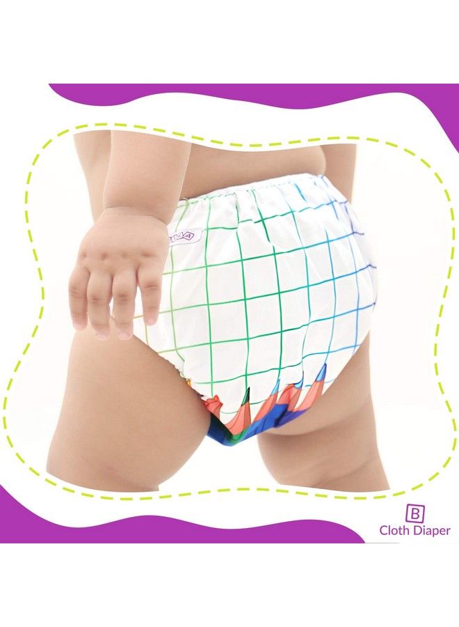 BEMBIKA Baby'S Polyester Washable Reusable Adjustable Cloth Diapers Combo (Neo Cat Doodle + Pencil 0 2 Years) - Image 4