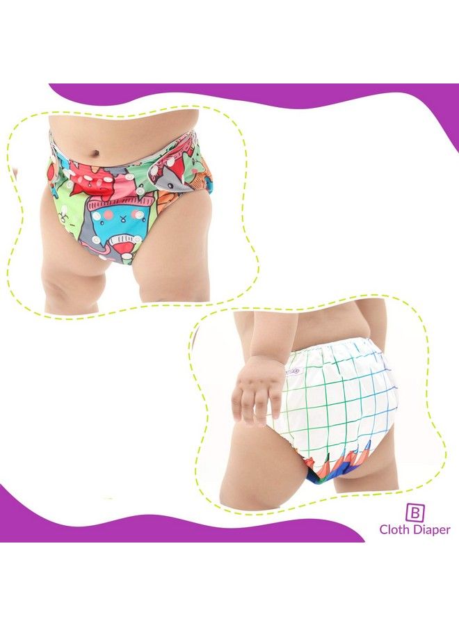 BEMBIKA Baby'S Polyester Washable Reusable Adjustable Cloth Diapers Combo (Neo Cat Doodle + Pencil 0 2 Years) - Image 5