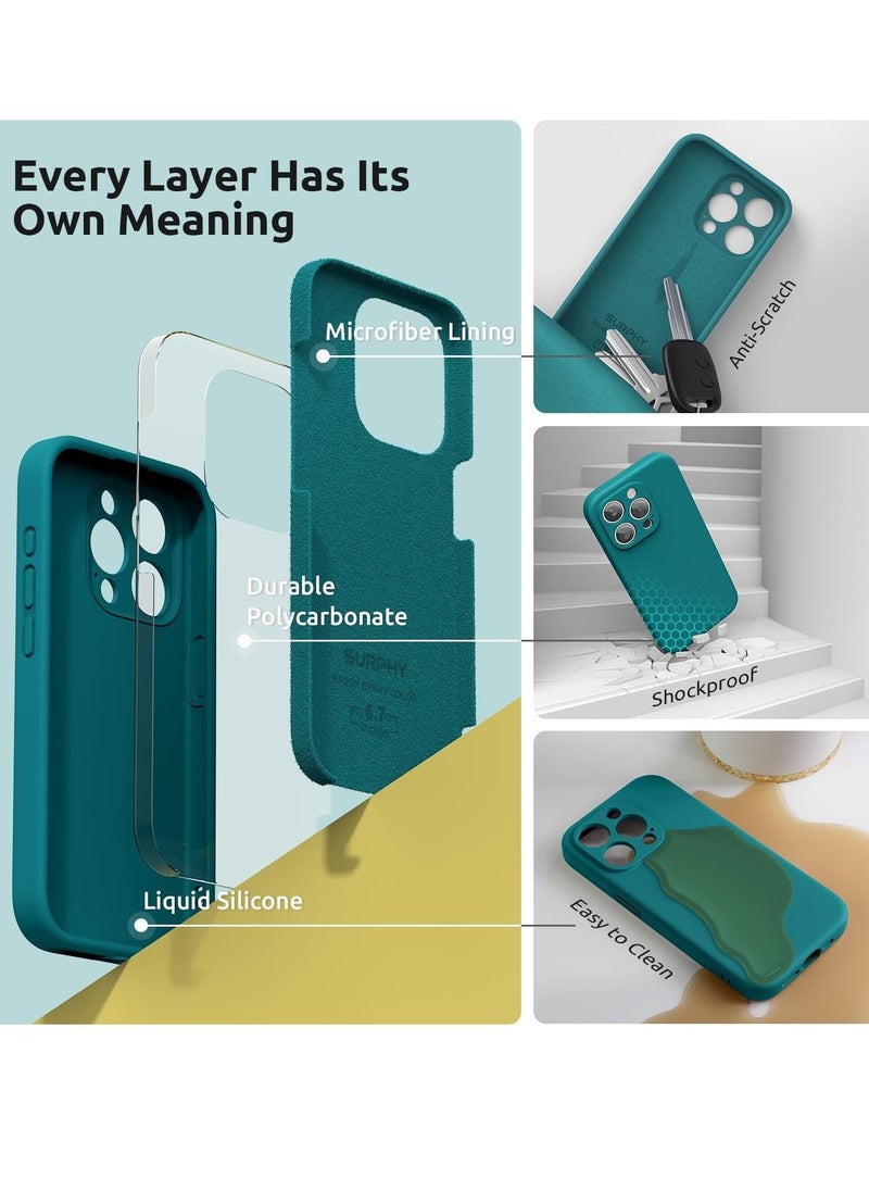 Raxoom Design for iPhone 15 Pro Max Case, Liquid Silicone [2 x Screen Protectors & 1 x Lanyard] Protection for Each Lens Shockproof Cover for iPhone 15 Pro Max 6.7 inch 2023, Teal Blue - Image 3