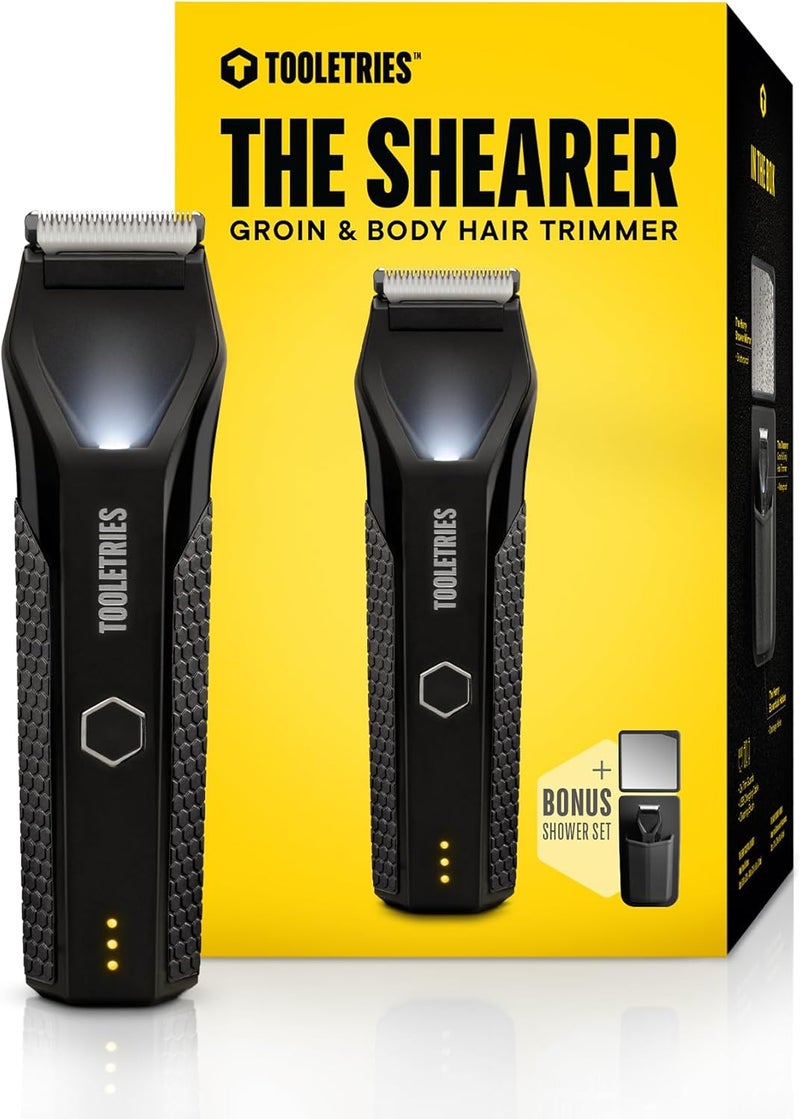 أداة توولترز شيرر ماكينة حلاقة شعر الجسم الكهربائية للمنطقة الحساسة رؤوس شفرات سيراميك قابلة للاستبدال مقاومة للماء قابلة للاستخدام الرطب والجاف قابلة للشحن عبر USB-C ماكينة حلاقة نظافة الرجال للمنطقة الحساسة