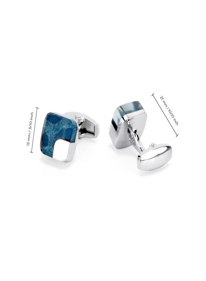 Wynameleri Cufflinks Men Vintage Resin Blue in Gift Box - Image 2