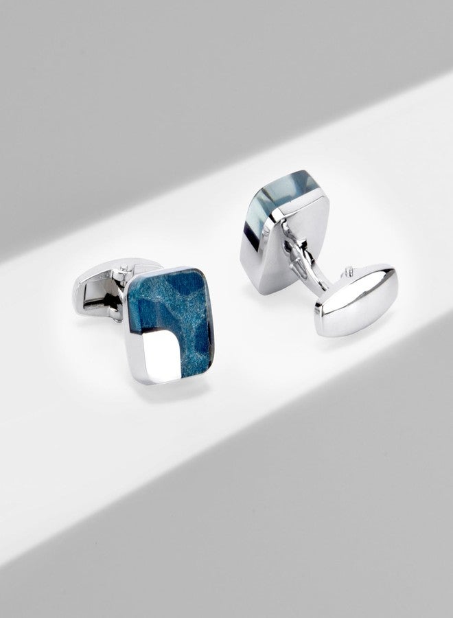 Wynameleri Cufflinks Men Vintage Resin Blue in Gift Box - Image 3