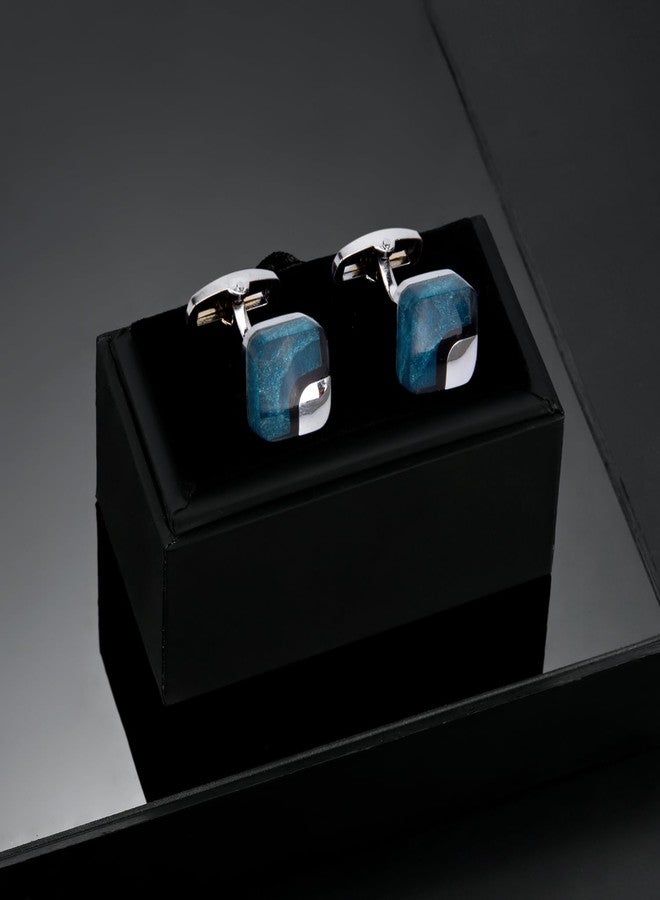 Wynameleri Cufflinks Men Vintage Resin Blue in Gift Box - Image 5